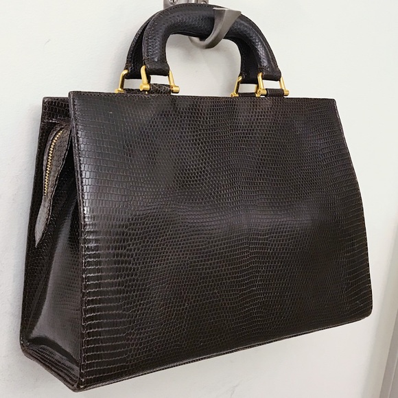 SUAREZ New York Lizard Skin Top Handle Crossbody - Picture 3 of 8